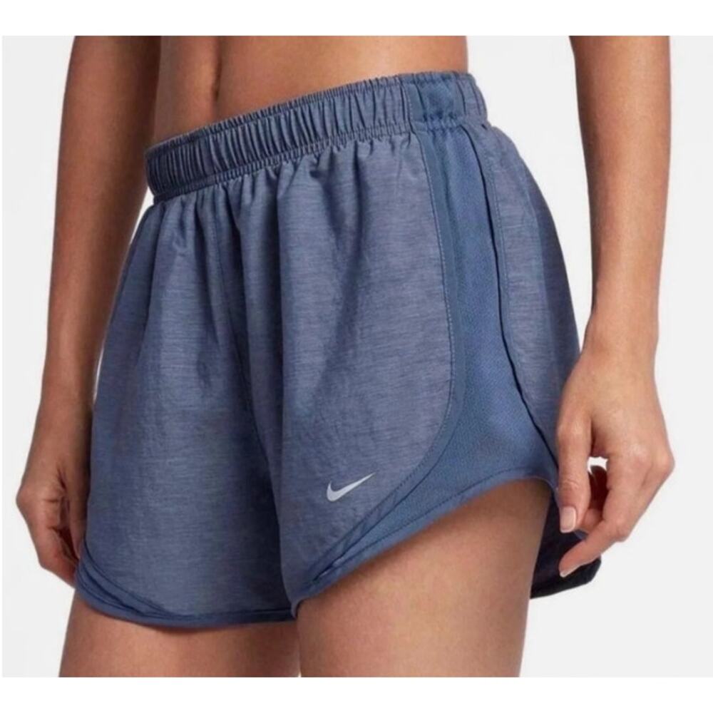 NIKE Womens Tempo Dri Fit Blue Indigo Reflective Runner Workout Shorts Size XS